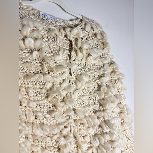 Zara Cream Textured Teddy Jacket - Picture 4 of 5